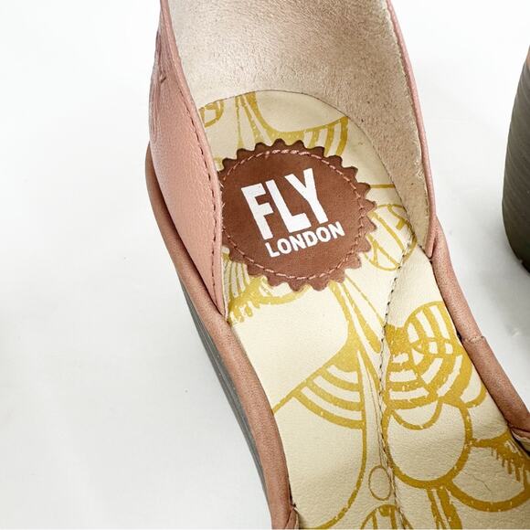 Fly London Size 37/US 6.5-7 Yake Pink Rose Perforated Leather Wedge Sandals - Picture 8 of 11